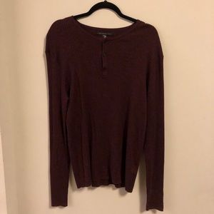 John Varvatos Mens Burgundy Ribbed Henley